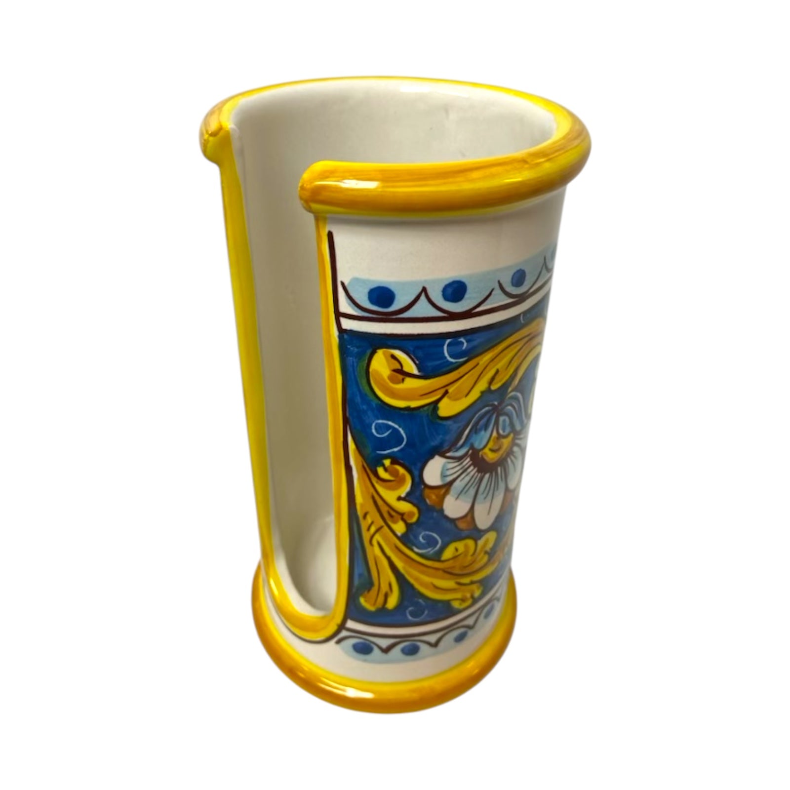 Cup Holder with Baroque Decor in Fine Caltagirone Ceramic 20x11cm