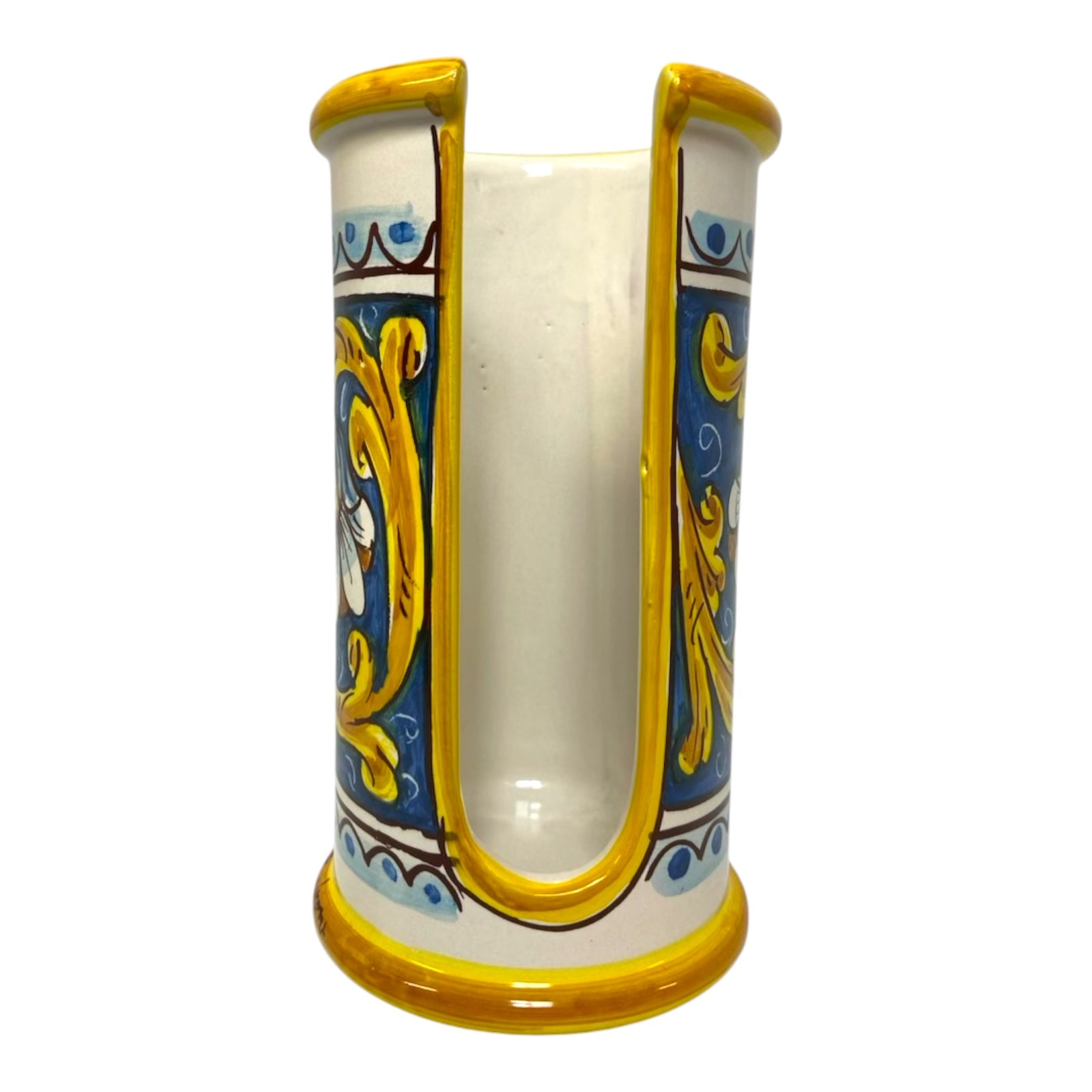 Cup Holder with Baroque Decor in Fine Caltagirone Ceramic 20x11cm