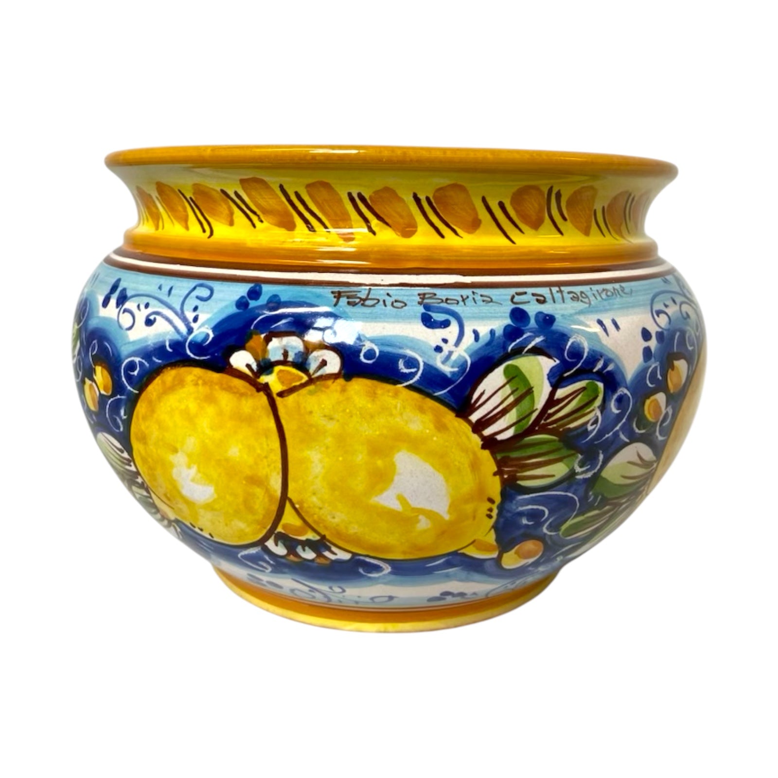 Cachepot Caltagirone Ceramic Plant pot, lemon decoration 20cm Diameter