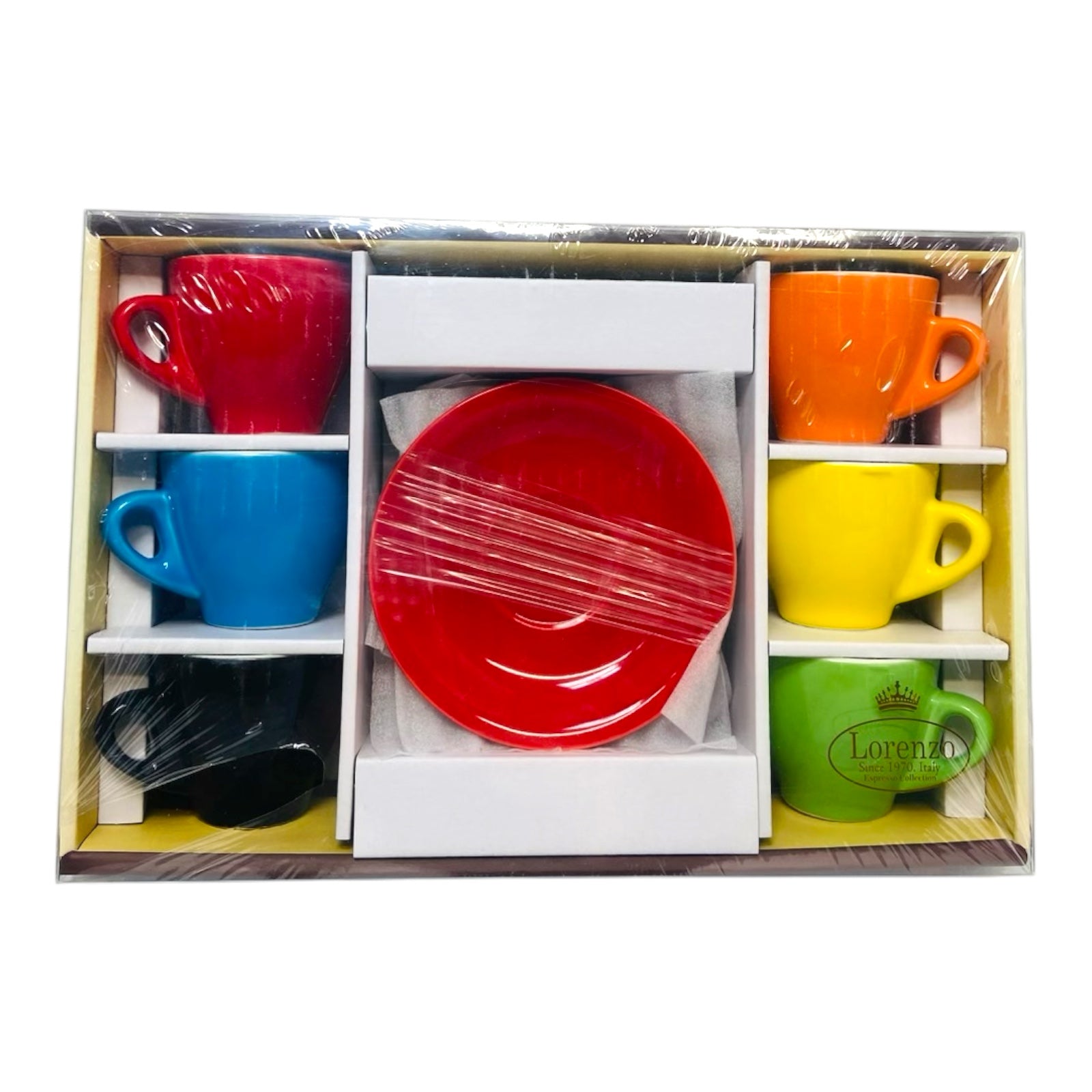 Set of 12 Espresso Cups & Saucers, Service For Six Multicolor