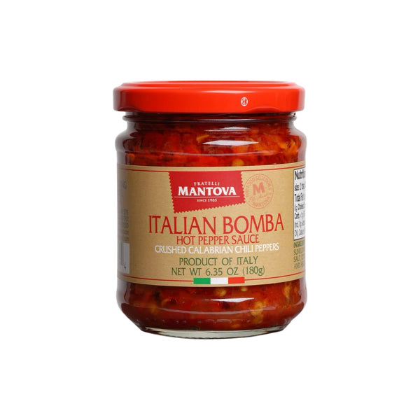 Mantova Italian Bomba 
Hot Pepper Sauce 6.35 oz / 180g