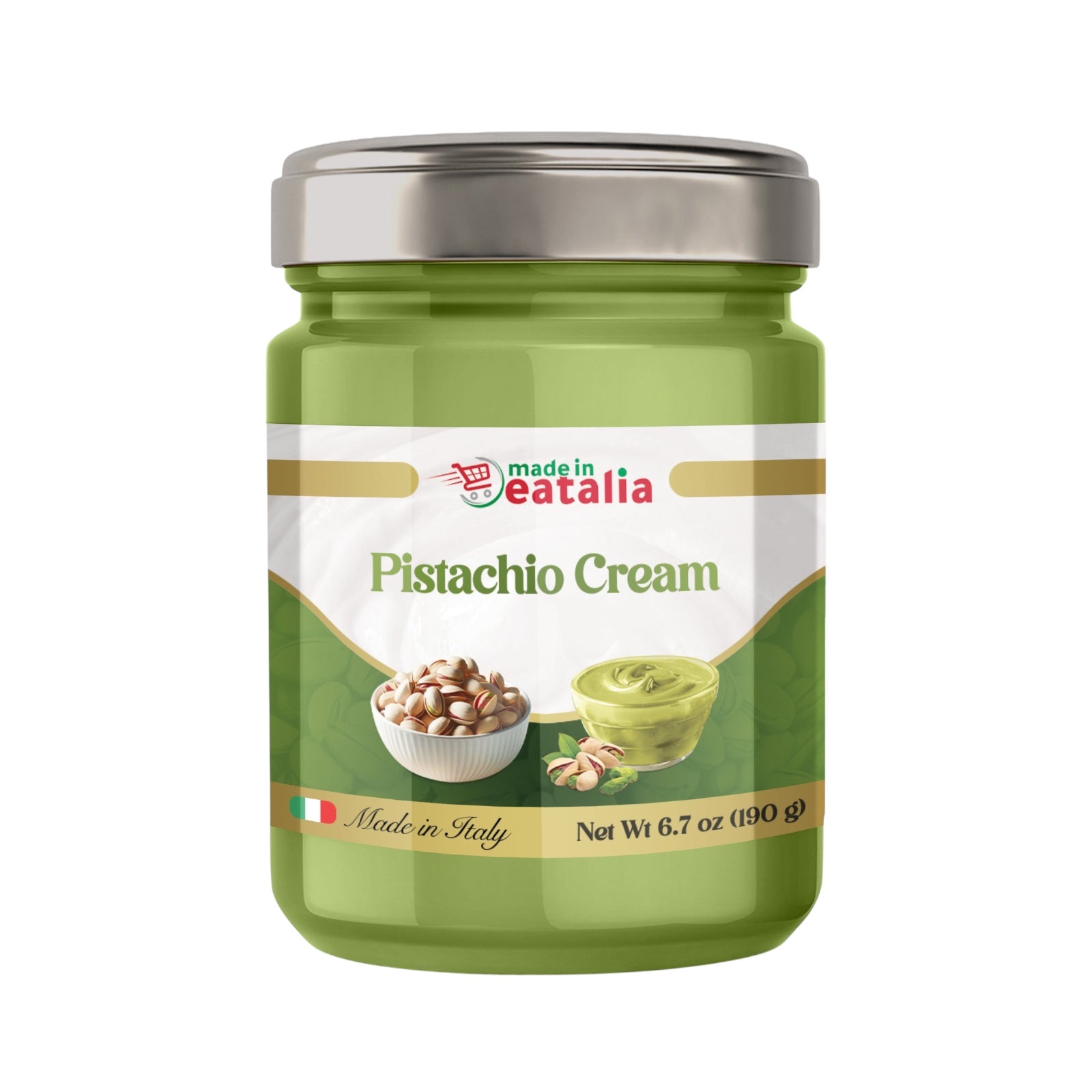 Made in Eatalia Pistachio Cream – Smooth & Sweet Italian Spread (190g)