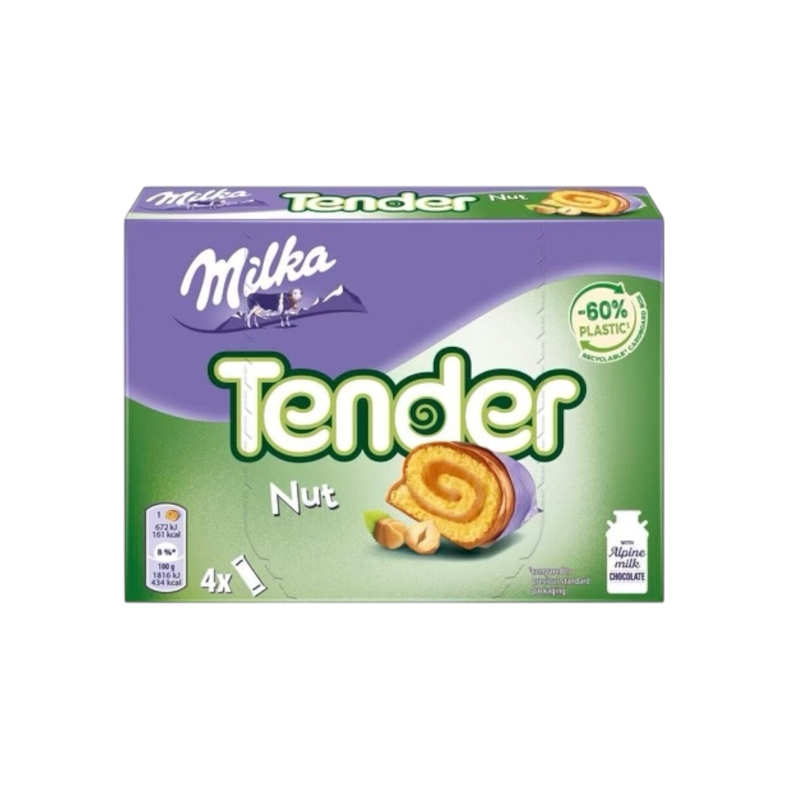 Milka Tender Chocolate Covered Rolls With Hazelnut Filling 4pcs