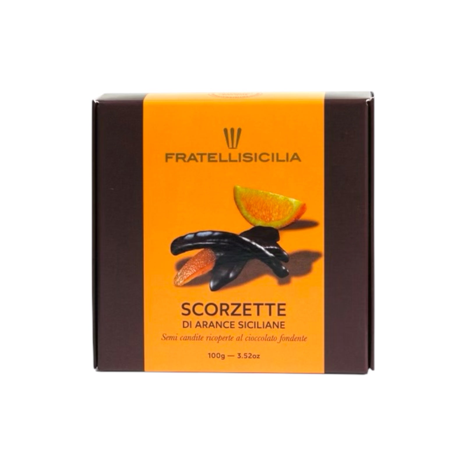 Fratelli Sicilia 
Sicilian Orange Peels Covered in Dark Chocolate 100g