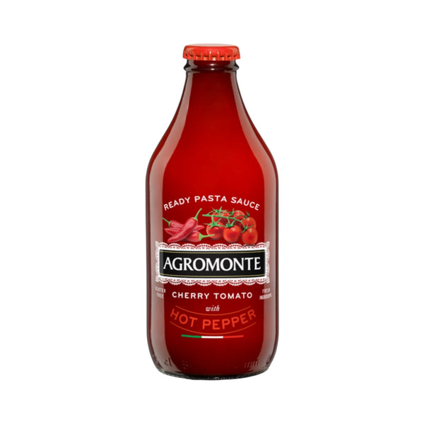 Agromonte Cherry Tomato Sauce 
With Hot Pepper Ready To Use.
Glass bottle 330g