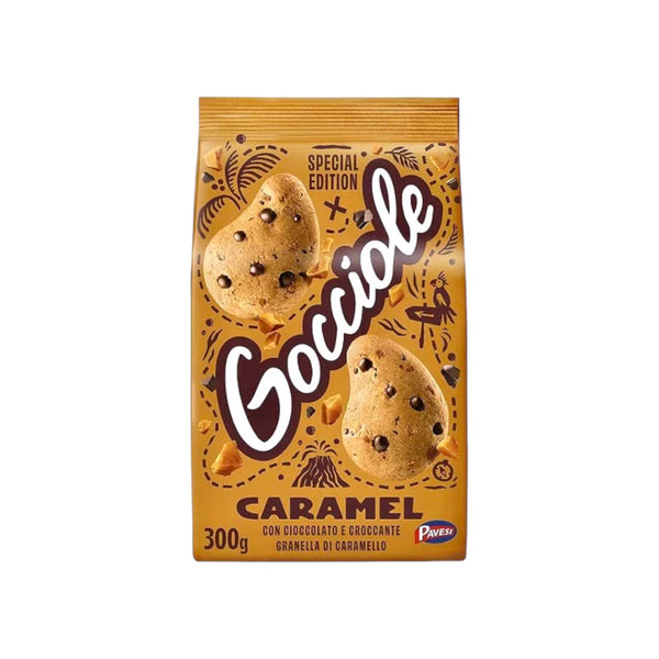 BEST BEFORE APR/02/24 Pavesi Gocciole Caramel Cookies With Chocolate Chips 300g