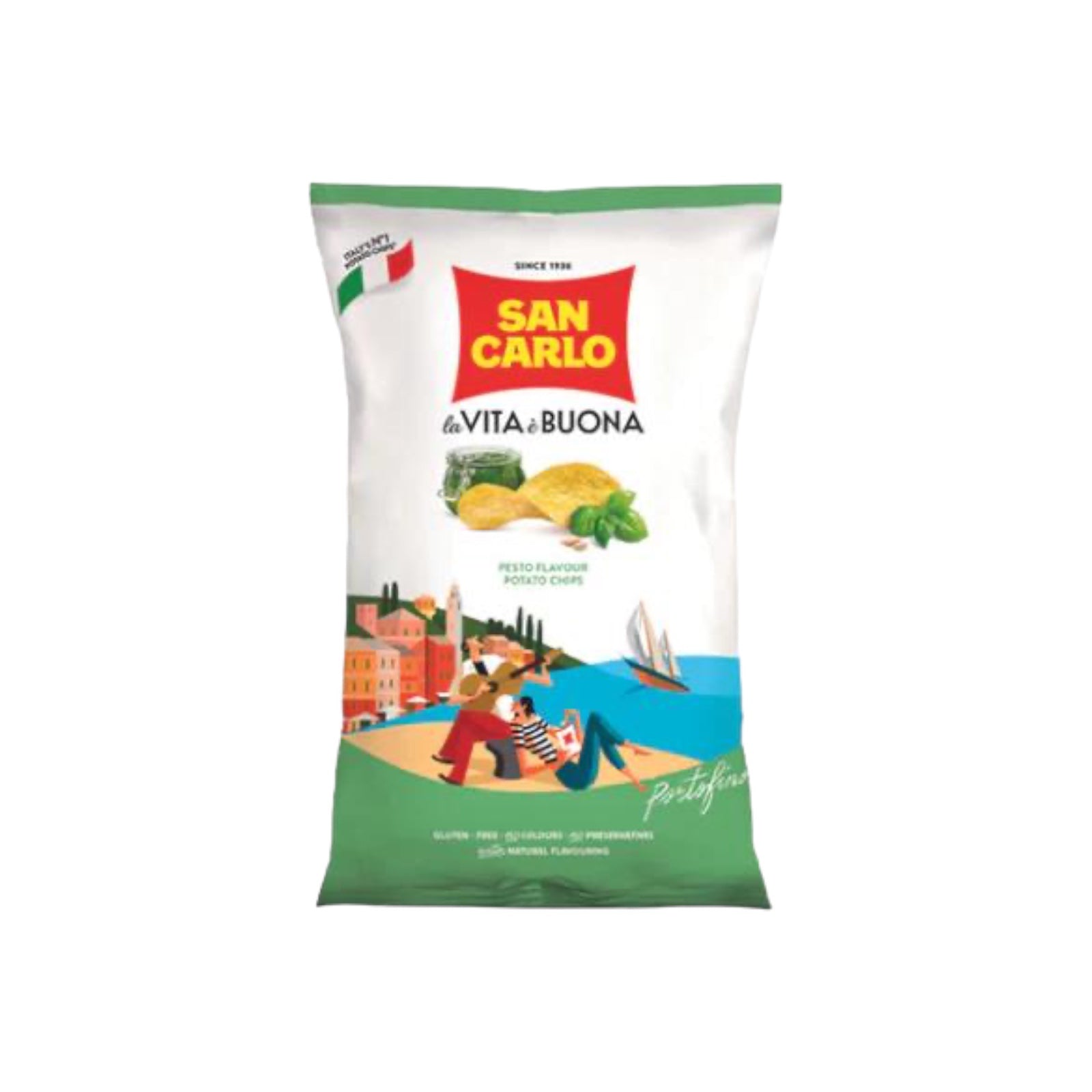 Pesto Flavour Potato Chips By San Carlo 50g