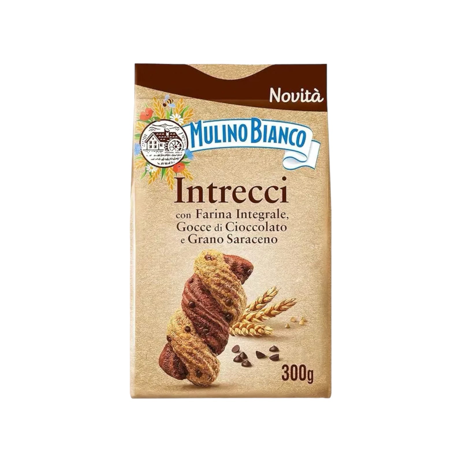 BEST BEFORE APR/04/24 Mulino Bianco Intrecci Cookies With Whole Wheat Flour & Chocolates Chips