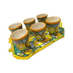 Limoncello Set For 6 People In  Caltagirone Ceramic