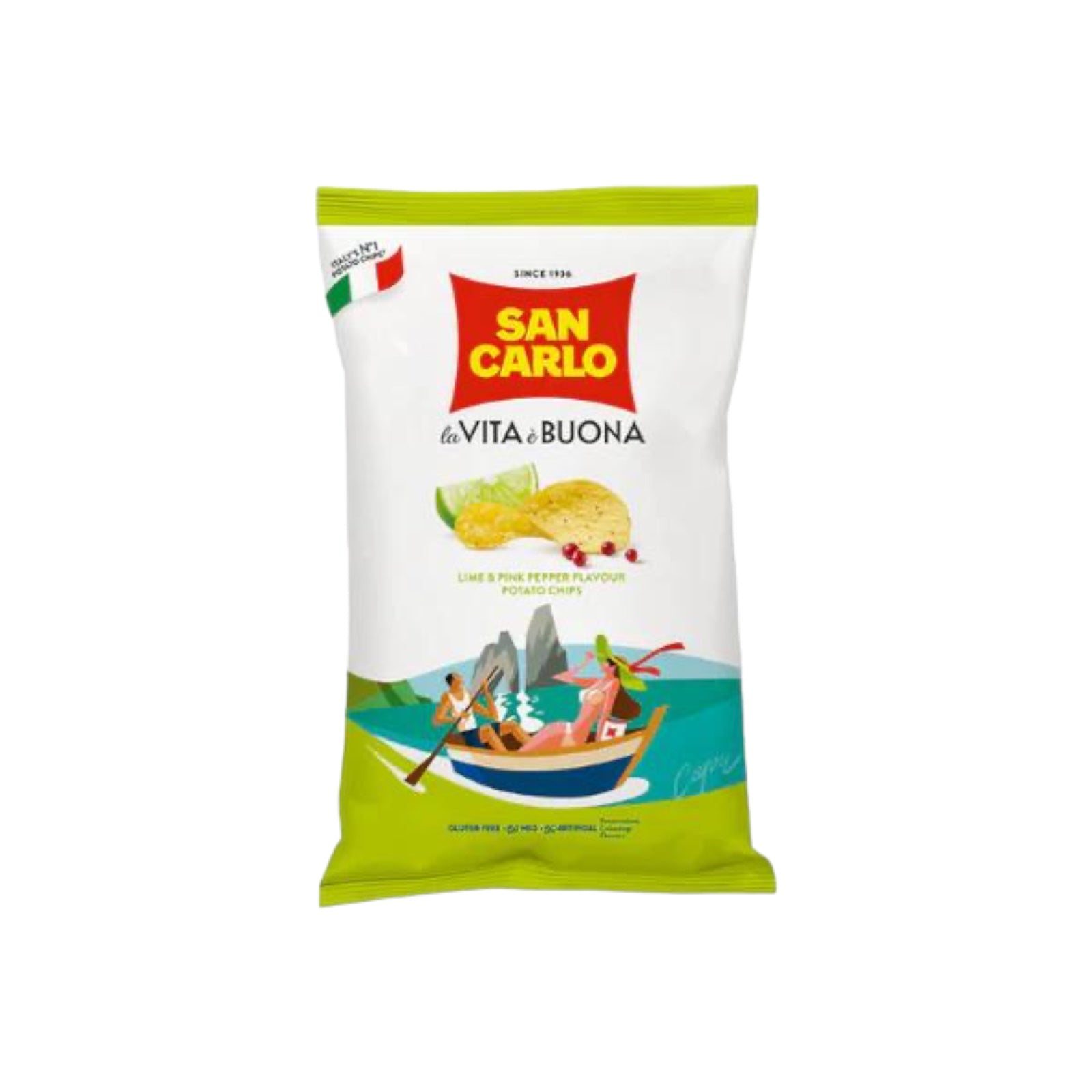 San Carlo Potato Chips Lime & Pink Pepper Flavour Crisps (50g)