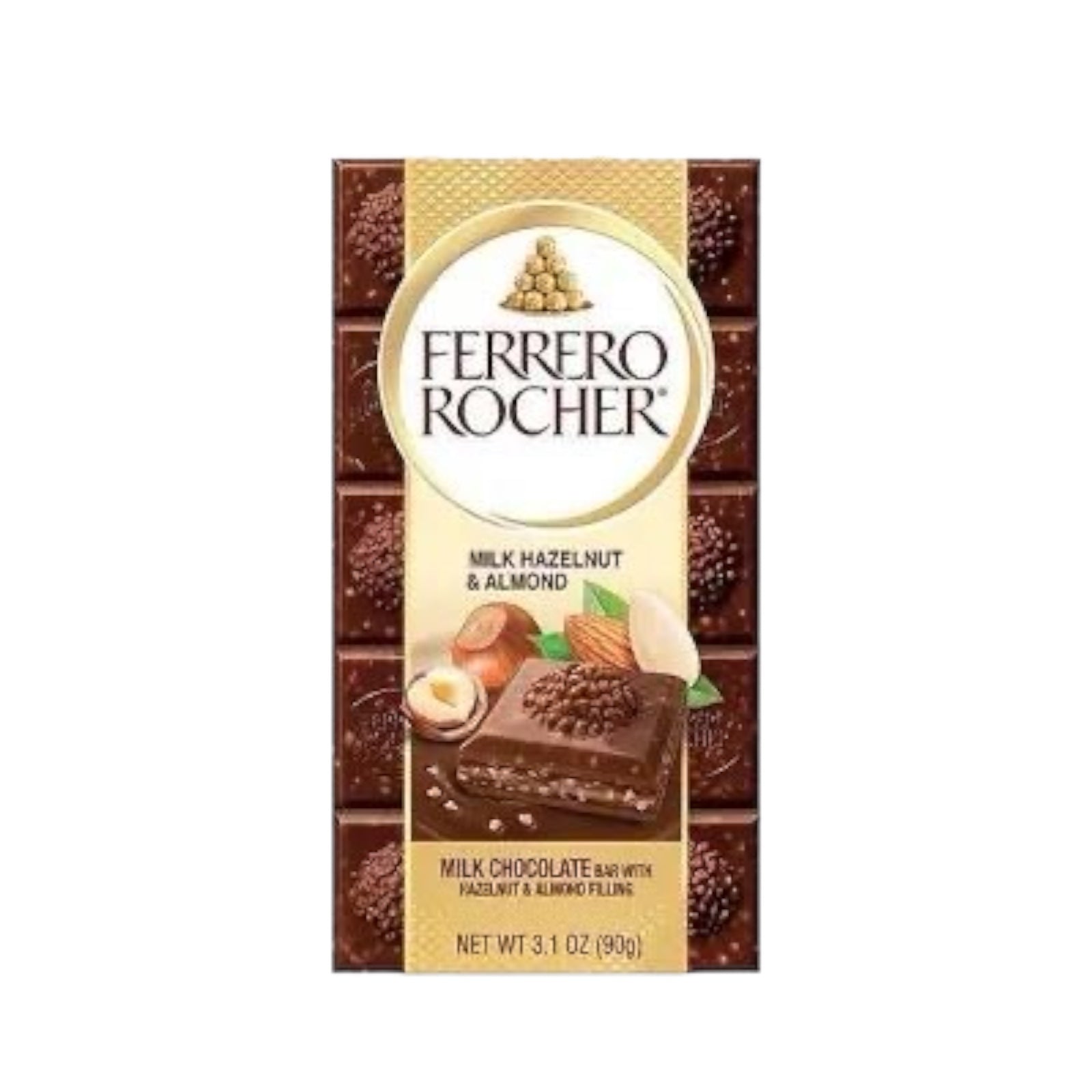Ferrero Rocher Milk Hazelnut & Almond Chocolate Bar 90g