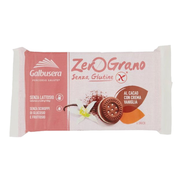 Gluten Free Cocoa Shortbread Cookies With Vanilla Cream - Galbusera Zerograno 160g