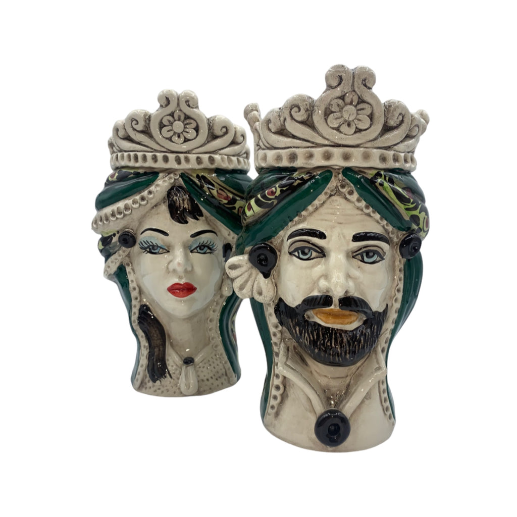 Couple Teste di Moro From Caltagirone ceramic Sicilian head model I No –  Made In Eatalia