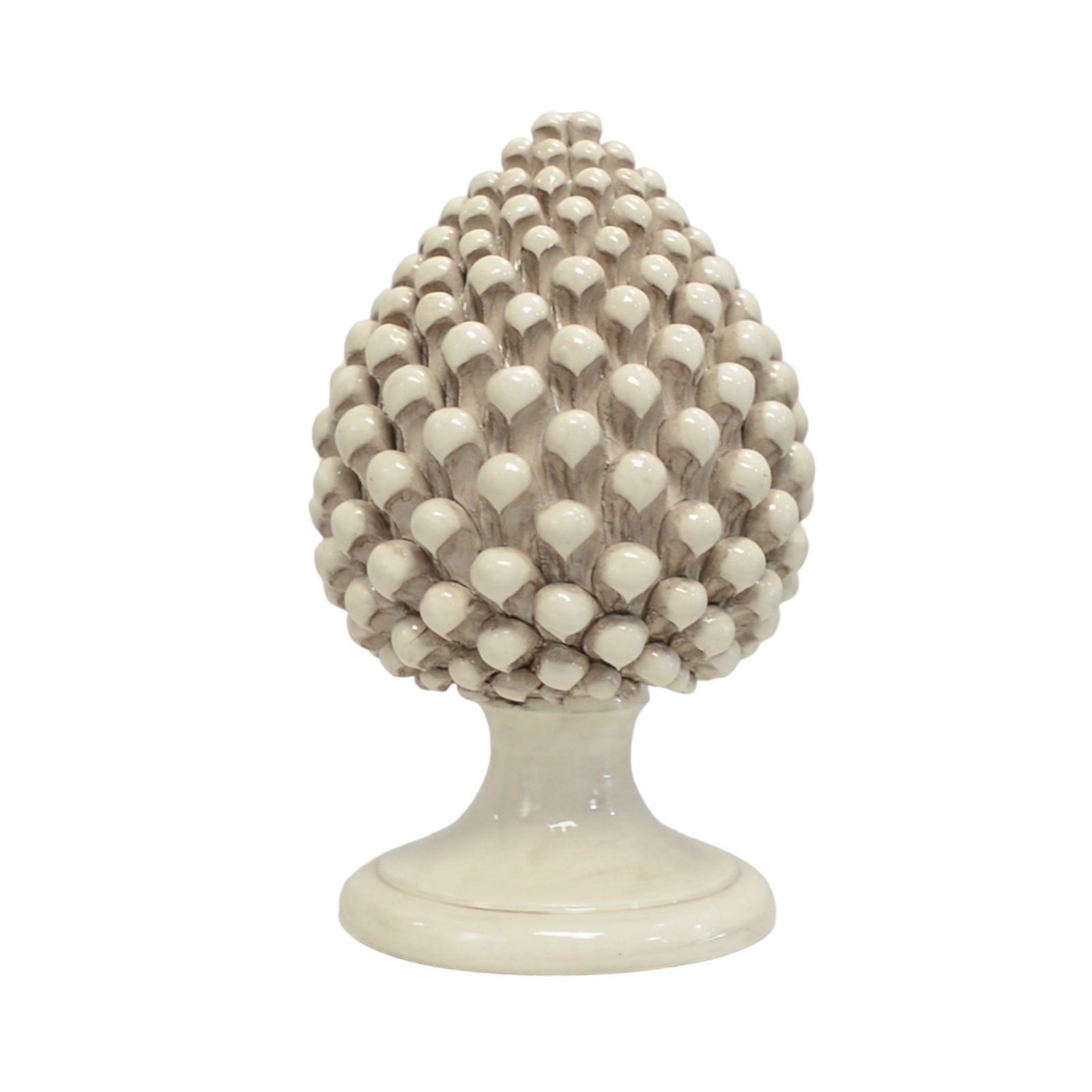 Sicilian Ceramic Pigna cone of Caltagirone height 30 cm 100% handmade Antique White