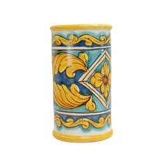 Water Glasses Holder in Caltagirone Ceramic, Geometric Baroque Decoration