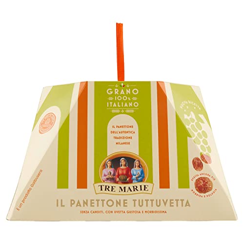 Tre Marie Panettone Milanese Senza Canditi (Without Candied Fruit) Holiday Cake, 35.27 Ounces (1000 grams)