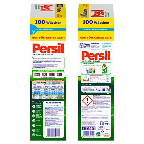 Persil Laundry Detergent Universal Mega Pack (100 Loads / 6.5 Kg)
