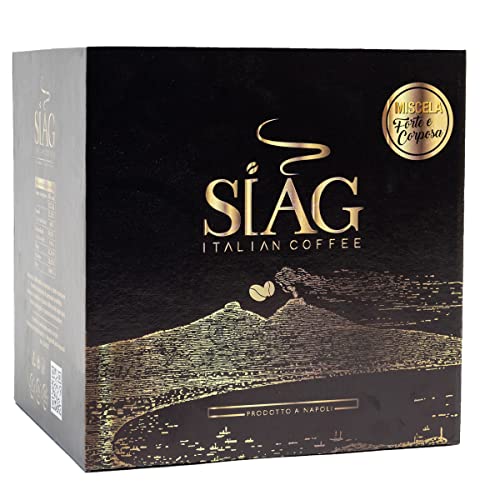 Siag Italian Coffee 150 Ese Pods Espresso in Filter Paper - 80% Robusta 20% Arabica - Blended and Roasted in Italy -Miscela ORO NERO-