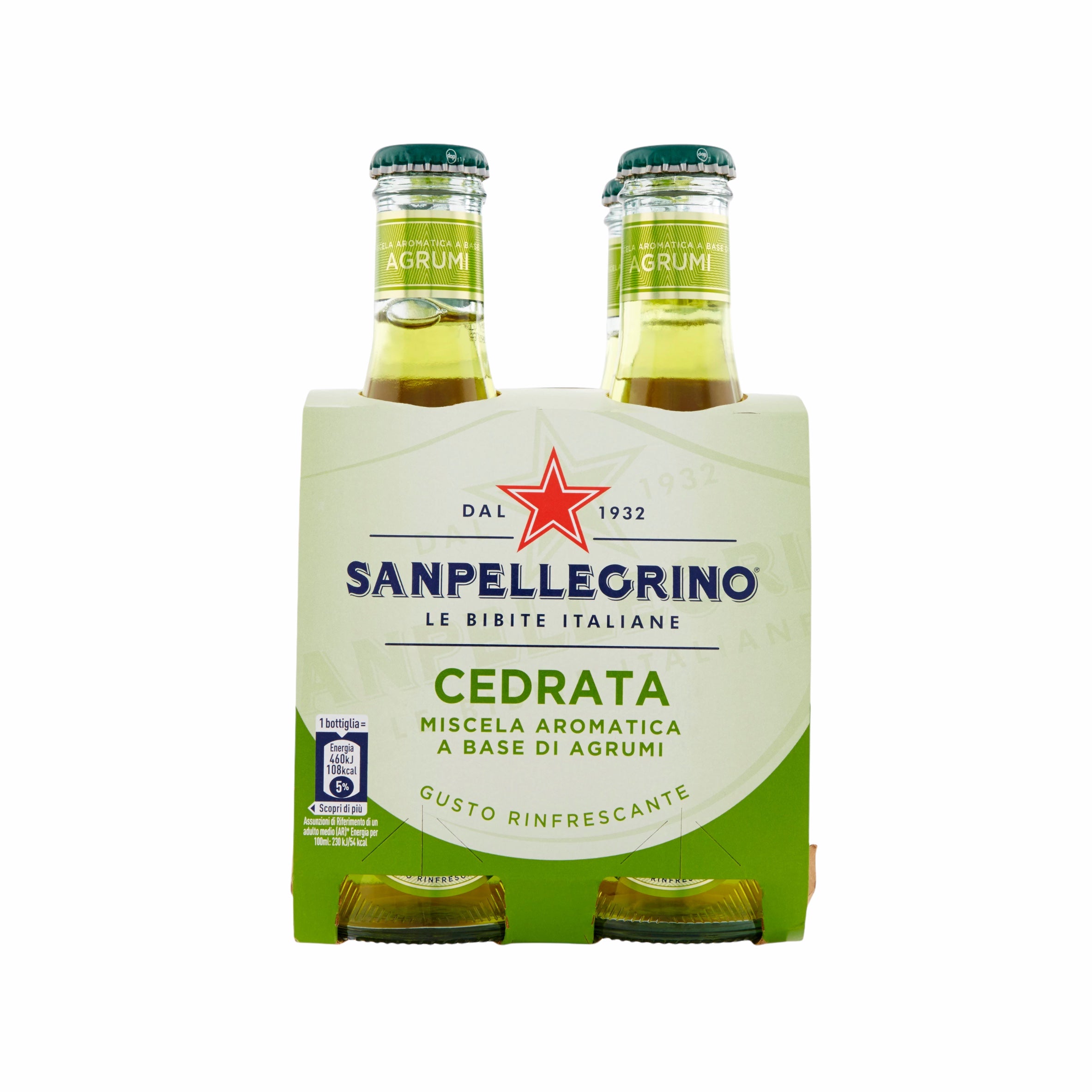 San Pellegrino Cedrata Italian citrus soft drink glass bottle 4 packs (20cl x4)