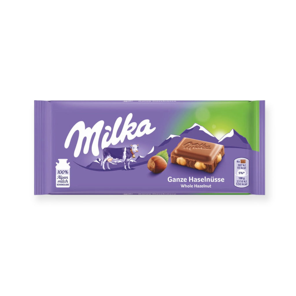 Milka Chocolate Bar With Whole Hazelnut 100g – Made In Eatalia