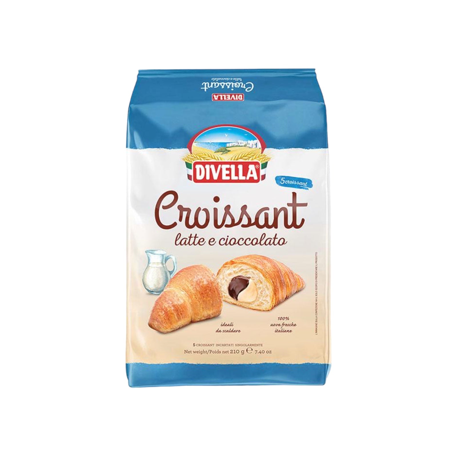 Milk & Chocolate Cream Croissants By Divella 5pcs