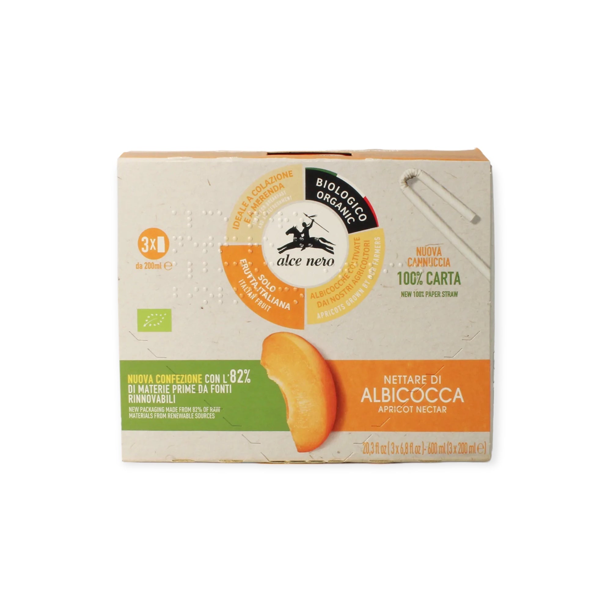 Alce Nero Organic  Nectar Albicocca/ Apricot  (3x200)