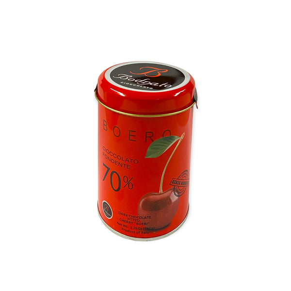 Extra Dark Chocolate 70% Pitted Cherry Boero in Red Tin By Bodrato